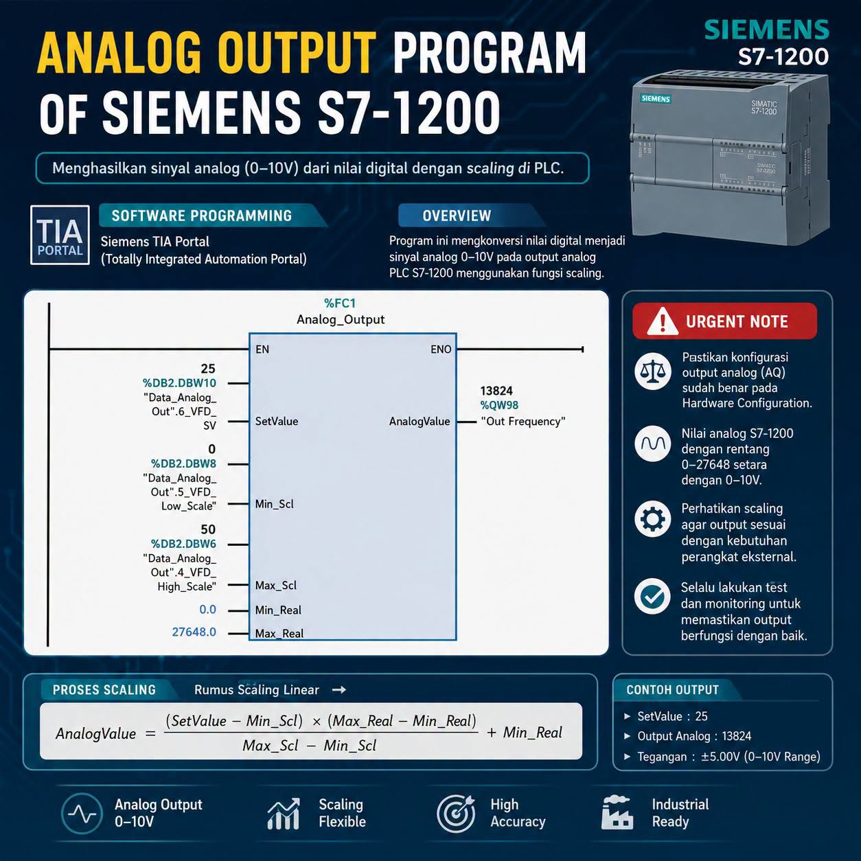 Analog Output Program of Siemens S7-1200